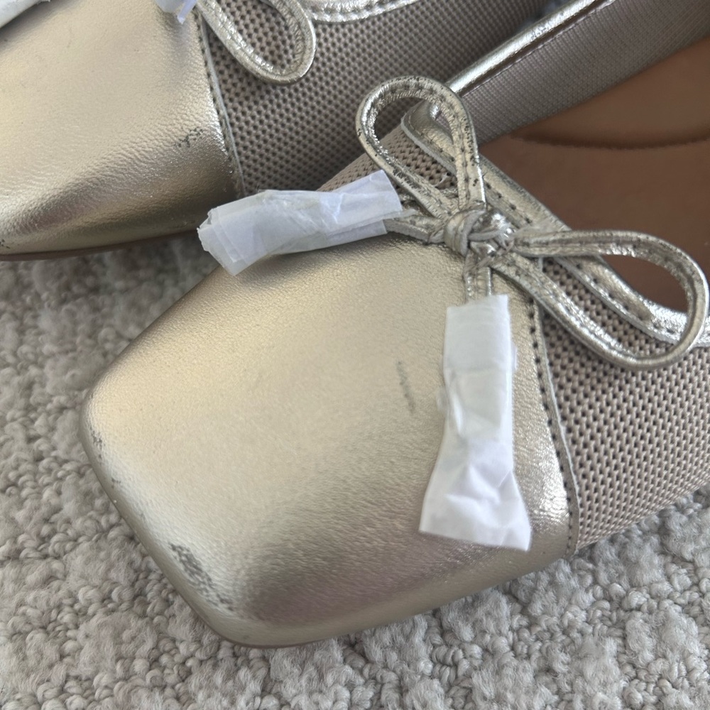 Eric Javits Gold Metallic Ballet Flat Women’s Size 9 NEW Breathable Mesh - Picture 11 of 13